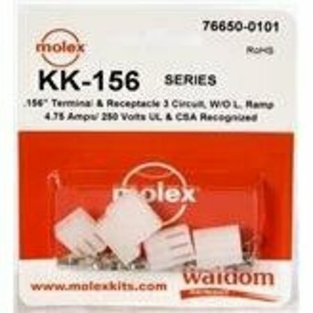 MOLEX Headers & Wire Housings Kk-156 Connector Kit Rec No Rmp Term 3Ckt 766500101